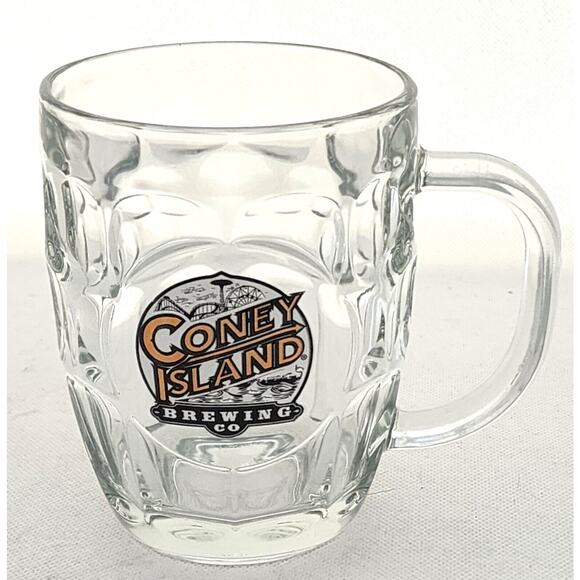 MUG-Coney Island Brewing Co.-Souvenir-Clear Glass-Emblem-Sturdy Glass-16 oz - Picture 1 of 9